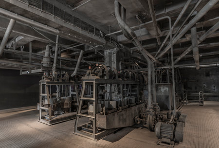 historic machinery of an abandoned mining siteの写真素材