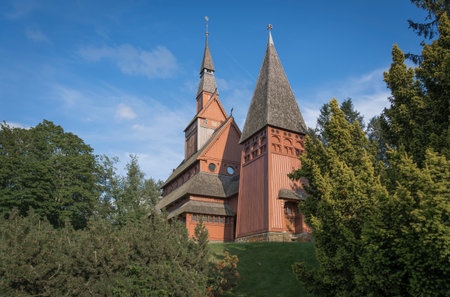 historic wooden church in the Harz mountainsの写真素材