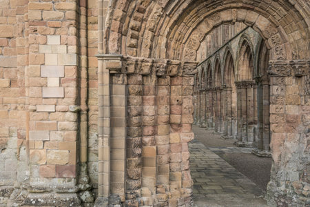 Fine doorway in Jedburgh Abbeyの写真素材