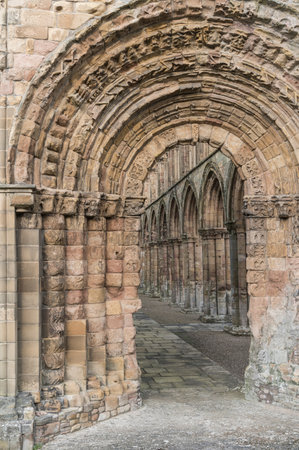 Fine doorway in Jedburgh Abbeyの写真素材