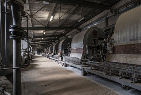 historic machinery of an abandoned mining siteの写真素材
