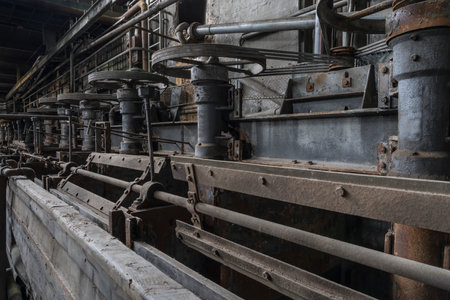 historic machinery of an abandoned mining siteの写真素材