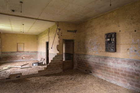 Abandoned empty room in a military barracks.の写真素材