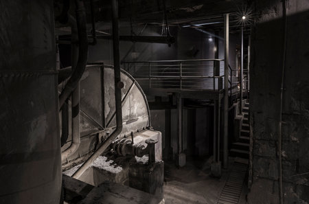 Historic air ventilation machine in a mining site.