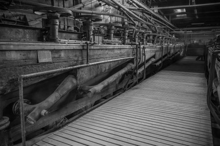 historic machinery of an abandoned mining siteの写真素材