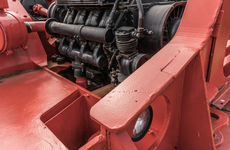 Diesel engine of a historic mining machine.の写真素材