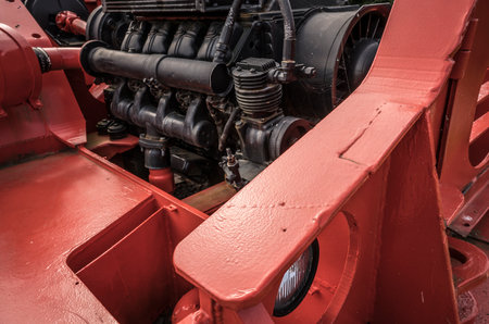 Diesel engine of a historic mining machine.の写真素材