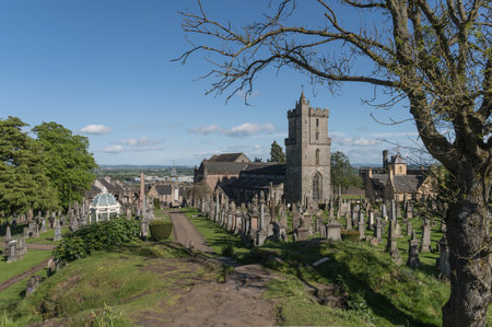 View over the historic graveyard of Stirling.の写真素材