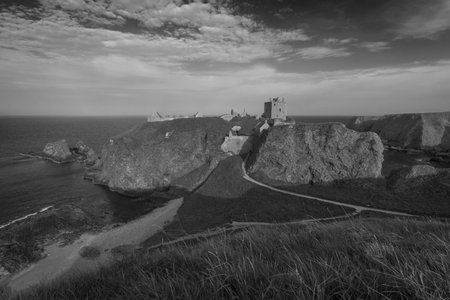 Ruins of Dunnotar Castle on the north sea coast.の写真素材