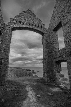 Ruin of new Slains castle near Aberdeen.の写真素材