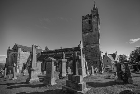 View over the historic graveyard of Stirling.の写真素材