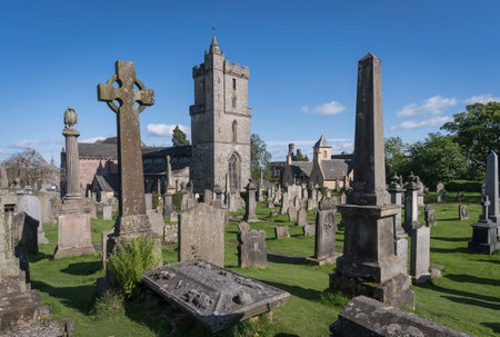 View over the historic graveyard of Stirling.の写真素材