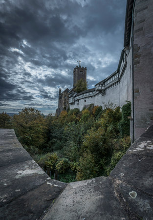 View of the historic Wartburg castle.の写真素材