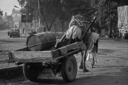 traffic on an Indian street in the year 1990の写真素材