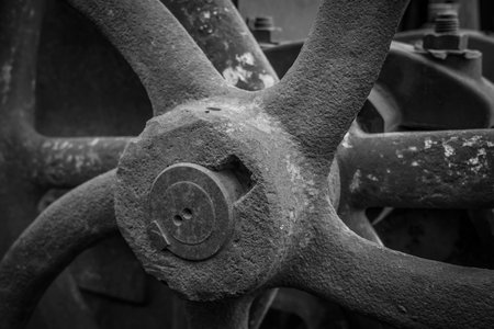 Wheel of a rusty agricultural machine.の写真素材