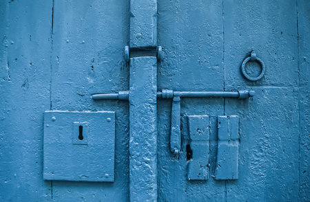 Colorful door detail in Tunisiaの写真素材