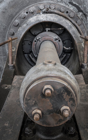 detail of a historic industrial compressor machine