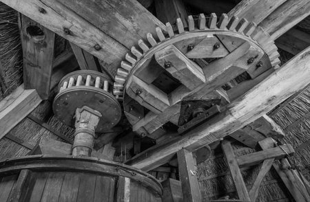 gears of a historic windmillの写真素材