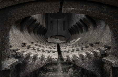 Demolished heating furnace in an abandoned building.の写真素材