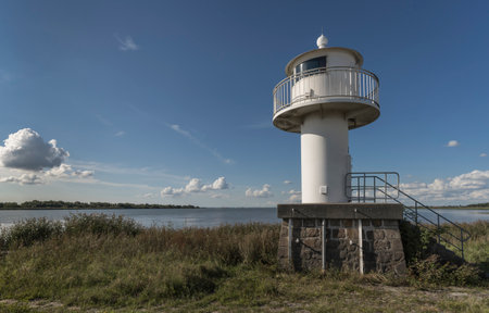 Lighthouse on the coast of the river Elbe.の写真素材