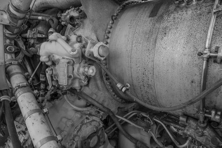pipework of a historic jet engineの写真素材