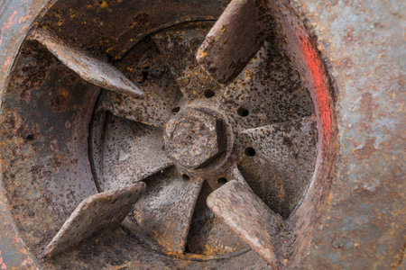 rusty wheel of a radial pumpの写真素材