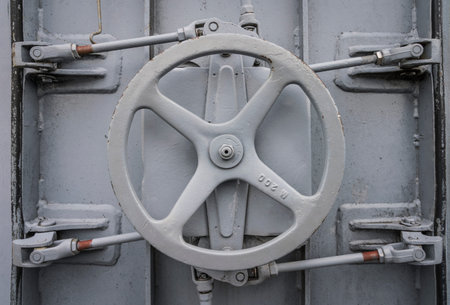 door of a old military shipの写真素材