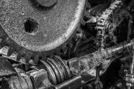 detail of a historic industrial loom machine