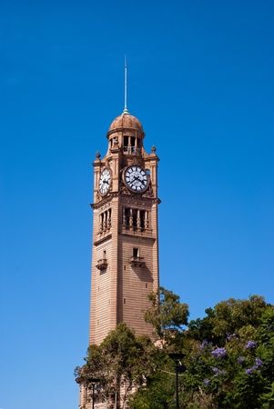 Sydney Central Station Clock Tower on blue sky background, clear dayの写真素材