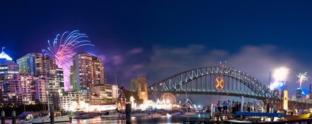 World Renown Sydney Harbour NYE Fireworks Display Panoramaの写真素材