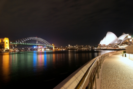 A fisheye view of Sydney Harbour At Nightのeditorial素材