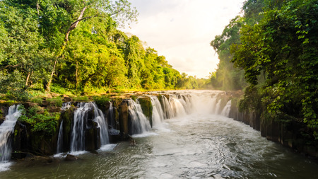 Pha Suam waterfall, Paksa, Laosの写真素材