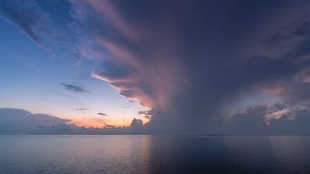 Cloudy storm flow turbulence over the ocean in the morning