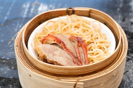 Various thai Dim Sam on the table in morning lightの写真素材