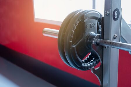 fitness club with equipment, gym for exercise and weight training, body transfomationの写真素材
