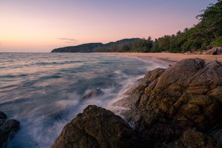 beautiful Nai Ton beach, Phuket thailand sunset timeの写真素材