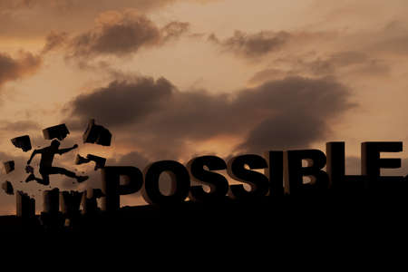 impossible to possible concept, Impossible big font, business achievement conceptの写真素材