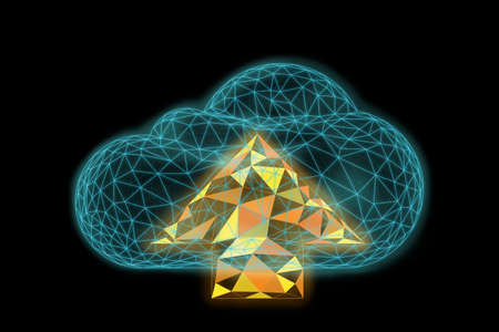clouds polygonal and business concept, 3D illustrationの写真素材