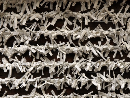 Bad fortune-teller tie on the line at the spirit houseの写真素材