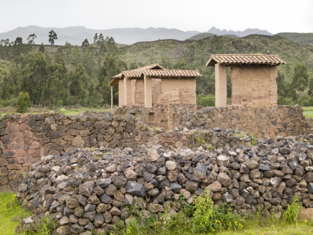 Fairground and baths in Raqchi, an Inca archaeological site in the Cusco region in Peru のeditorial素材