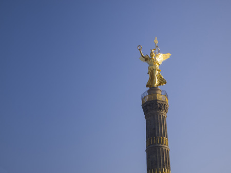 The Siegessaeule (Berlin Victory Column) in Berlin, Germany.  The Victory Column stands in Tiergarten, is one of the most representative landmarks in Berlinの写真素材