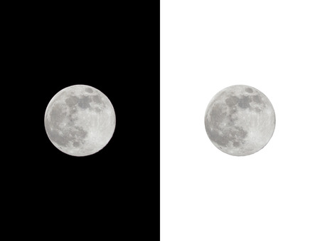 Full moon isolated on black and white background.の写真素材