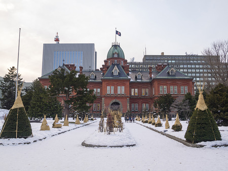 SAPPORO, JAPAN - DEC 14: The Former Hokkaido Government Office on Dec 14, 2011 in Sapporo, Japan. It was used for approximately 80 years until the new government office currently in use was built.のeditorial素材