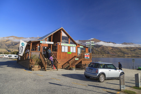 WANAKA, NEW ZEALAND -MAY 21: Facade of Wanaka i-SITE Visitors Centre on May 21, 2012 in Wanaka, NZ. i-SITE is the New Zealand?s official visitor information network with over 80 i-SITEs nationwide.のeditorial素材