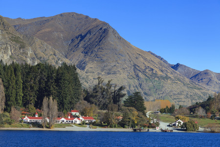 Walter Peak High Country Farm on the western shore of Lake Wakatipu, Queenstown, Otago region, New Zealand.の写真素材
