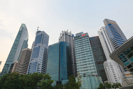 SINGAPORE -OCT 12: View of High rise buildings in the financial district on October 12, 2012 in...