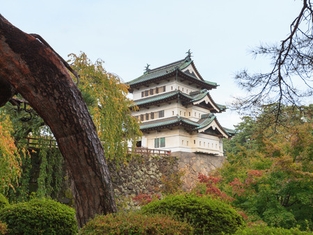 Main tower of Hirosaki Castle (Hirosaki-jo), Hirosaki city, Aomori prefecture, Tohoku region, Japan.のeditorial素材