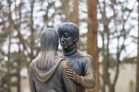 CHUNCHEON, KOREA -DEC 16, 2012: The Winter Sonata statue on Namiseom island, Chuncheon, South Korea. This Korean tv drama filming primarily took place on the resort island of Namiseom.のeditorial素材