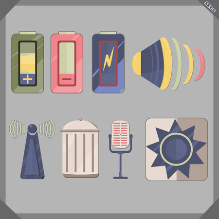 Flat icon set for phone, pc, sateのイラスト素材