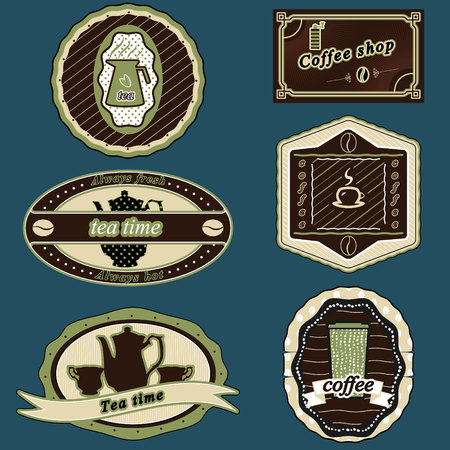 Icon set drinks the coffee and green teaのイラスト素材